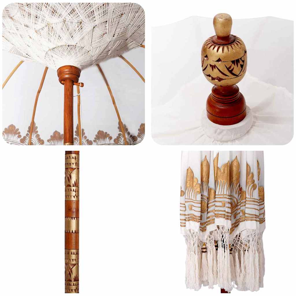 Balinesisk Parasol 260 Krem 180-190 cm Bomull og solid tre