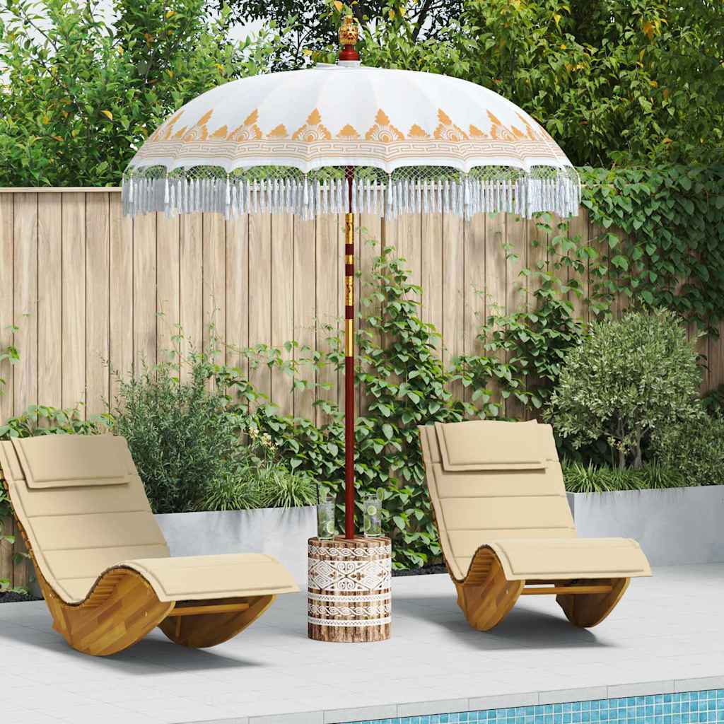 Balinesisk Parasol 260 Krem 180-190 cm Bomull og solid tre