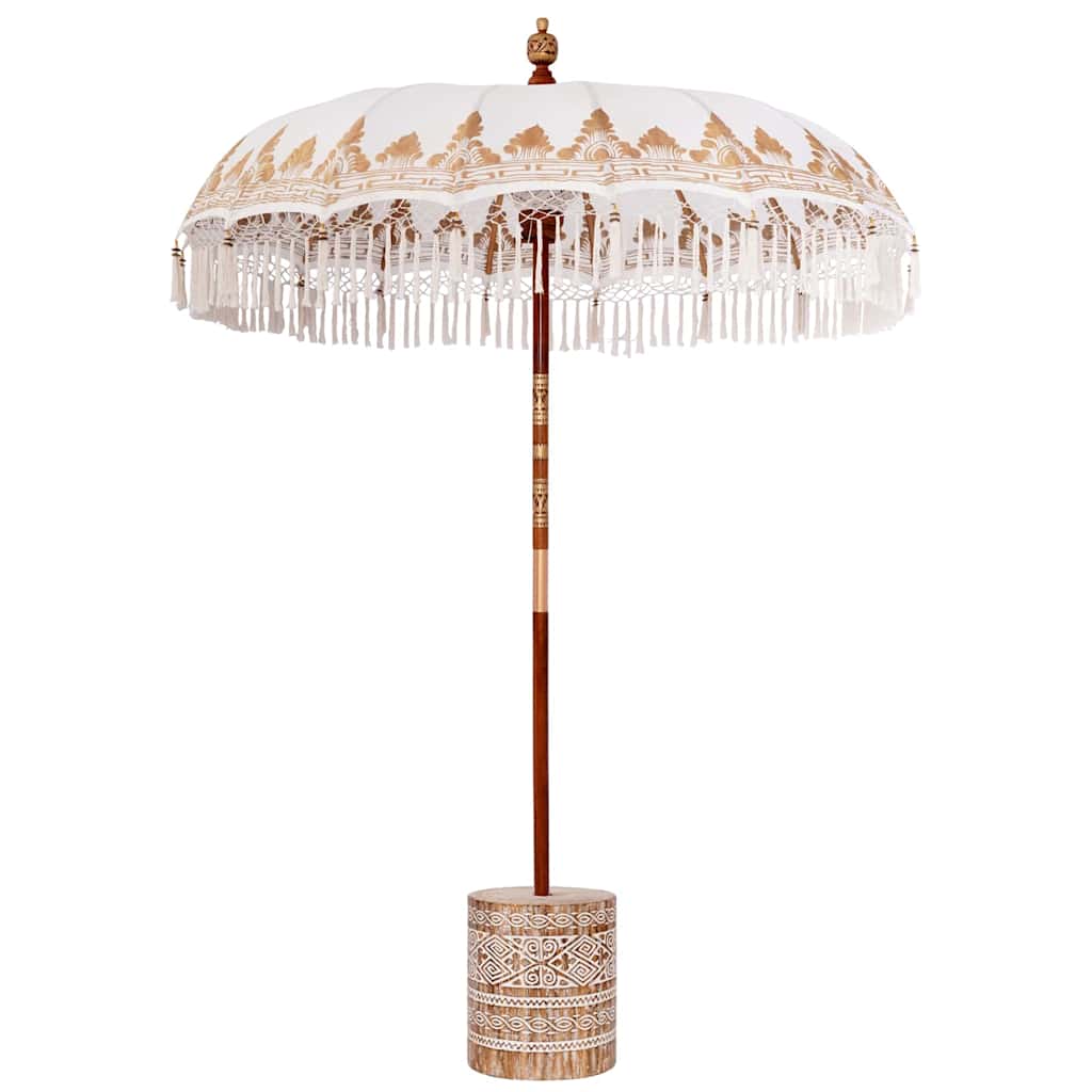 Balinesisk Parasol 260 Krem 180-190 cm Bomull og solid tre