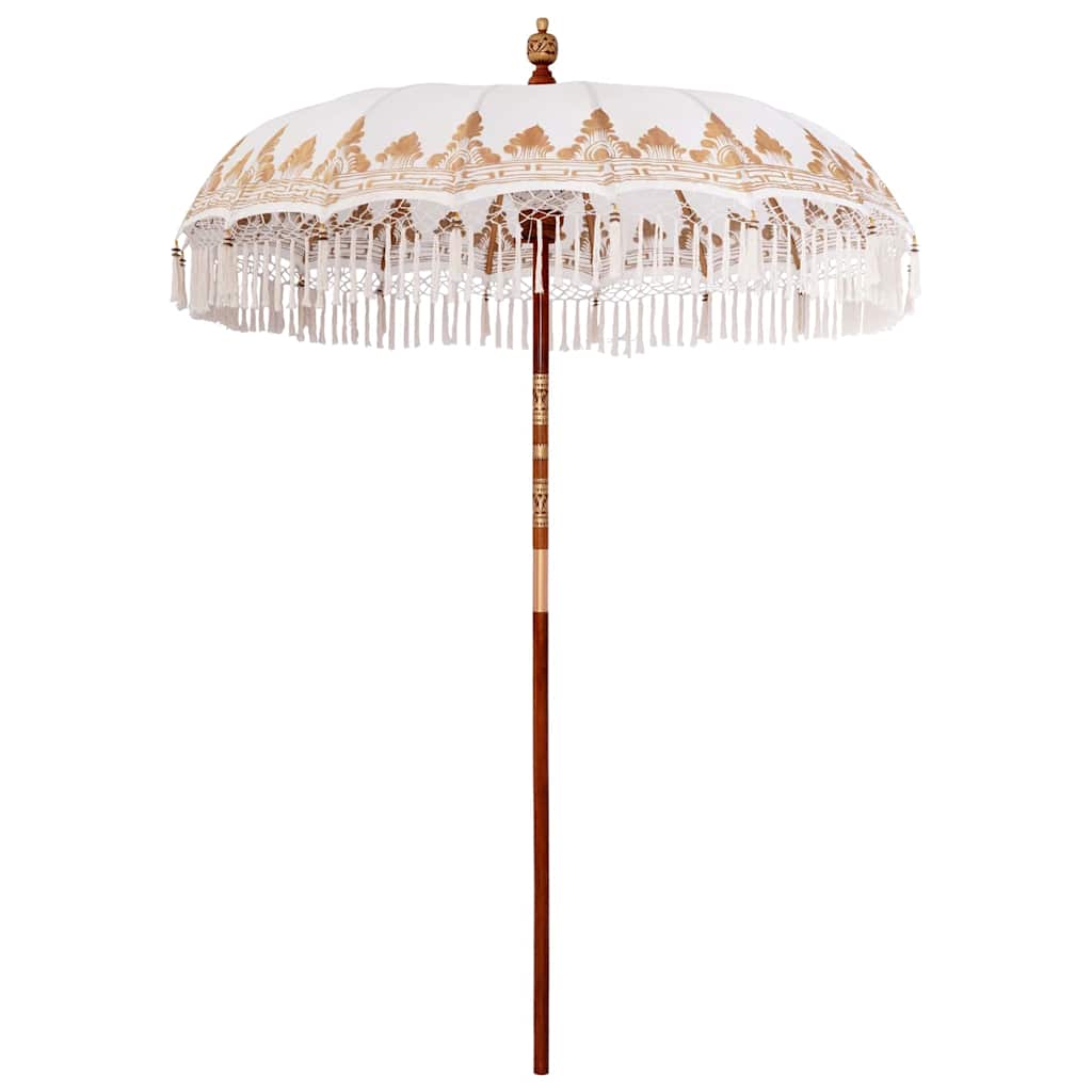 Balinesisk Parasol 260 Krem 180-190 cm Bomull og solid tre