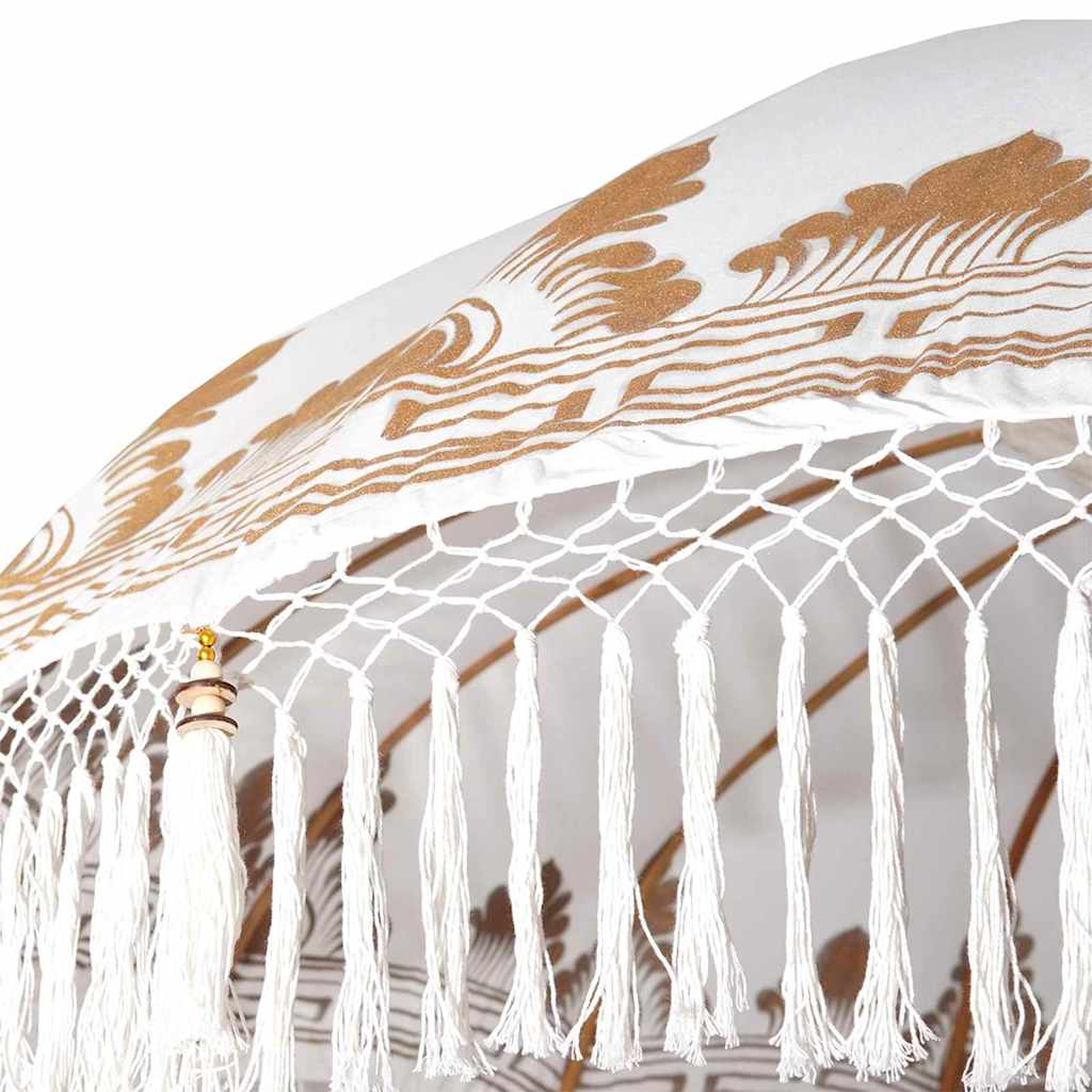 Balinesisk parasoll med base Krem 215 x 215 x 260 cm