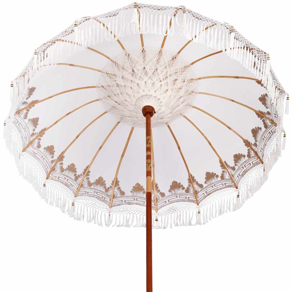 Balinesisk parasoll med base Krem 215 x 215 x 260 cm