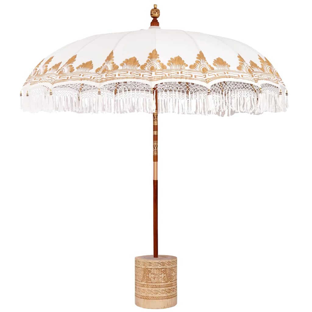 Balinesisk parasoll med base Krem 215 x 215 x 260 cm