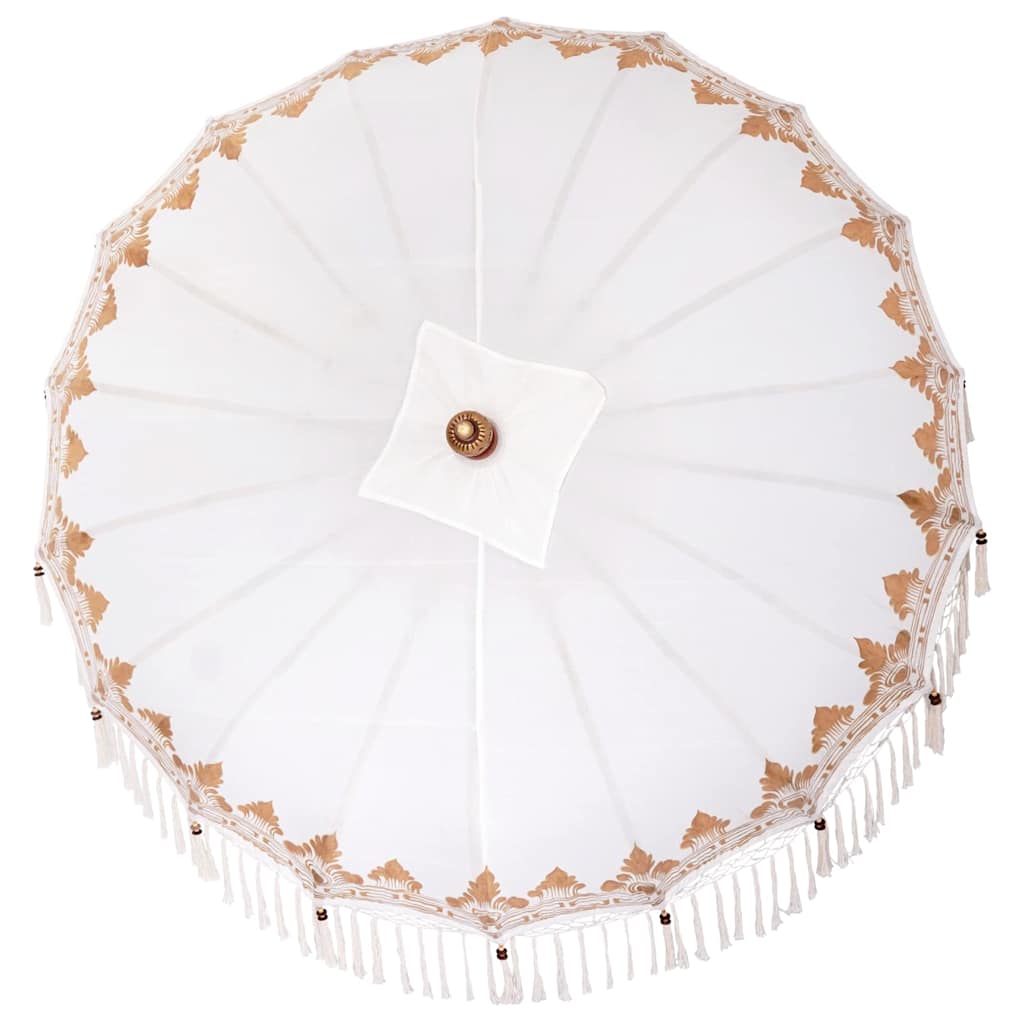 Balinesisk Parasol 260 Krem 210-220 cm Bomull og solid tre