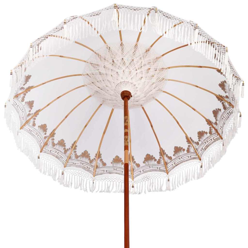 Balinesisk Parasol 260 Krem 210-220 cm Bomull og solid tre