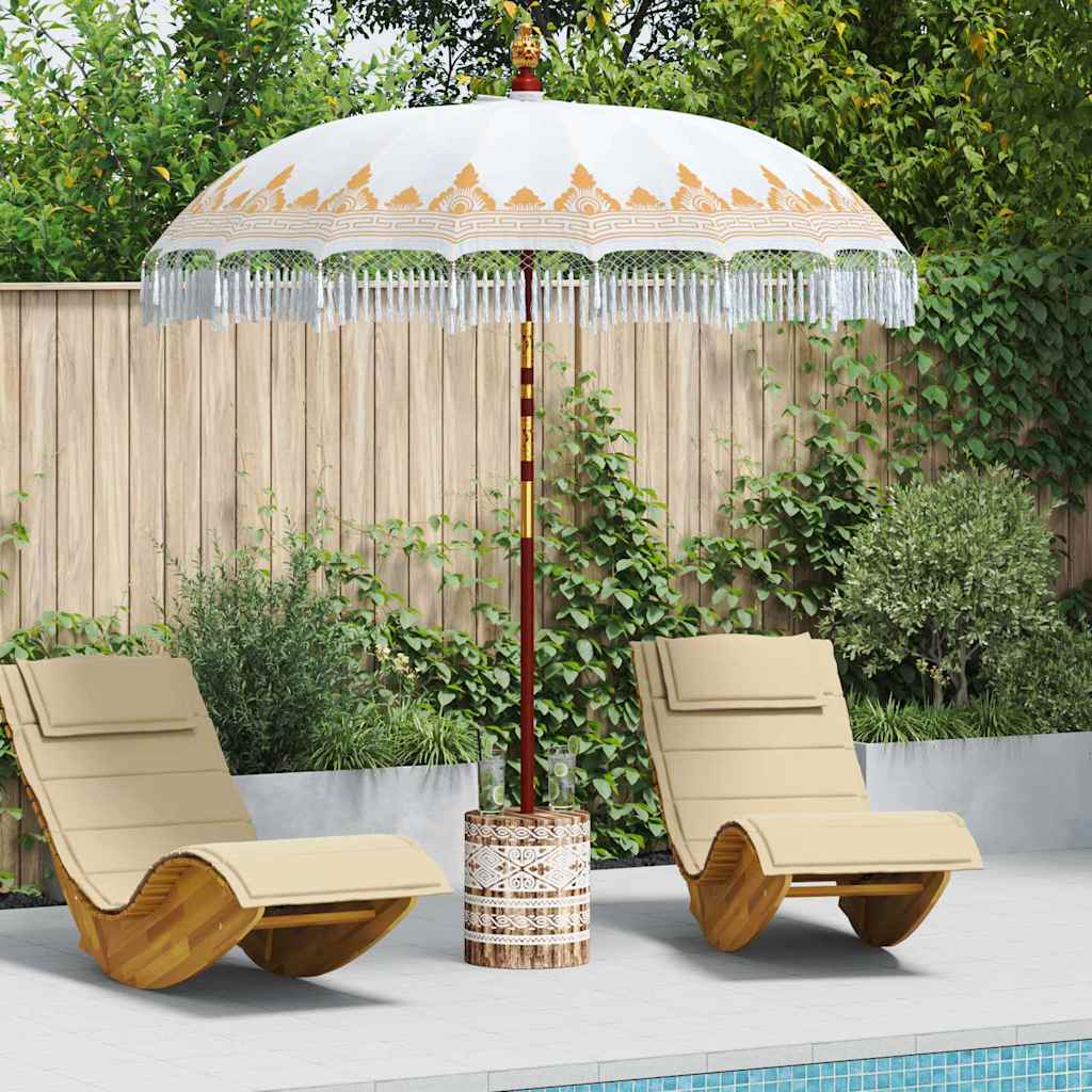 Balinesisk Parasol 260 Krem 210-220 cm Bomull og solid tre