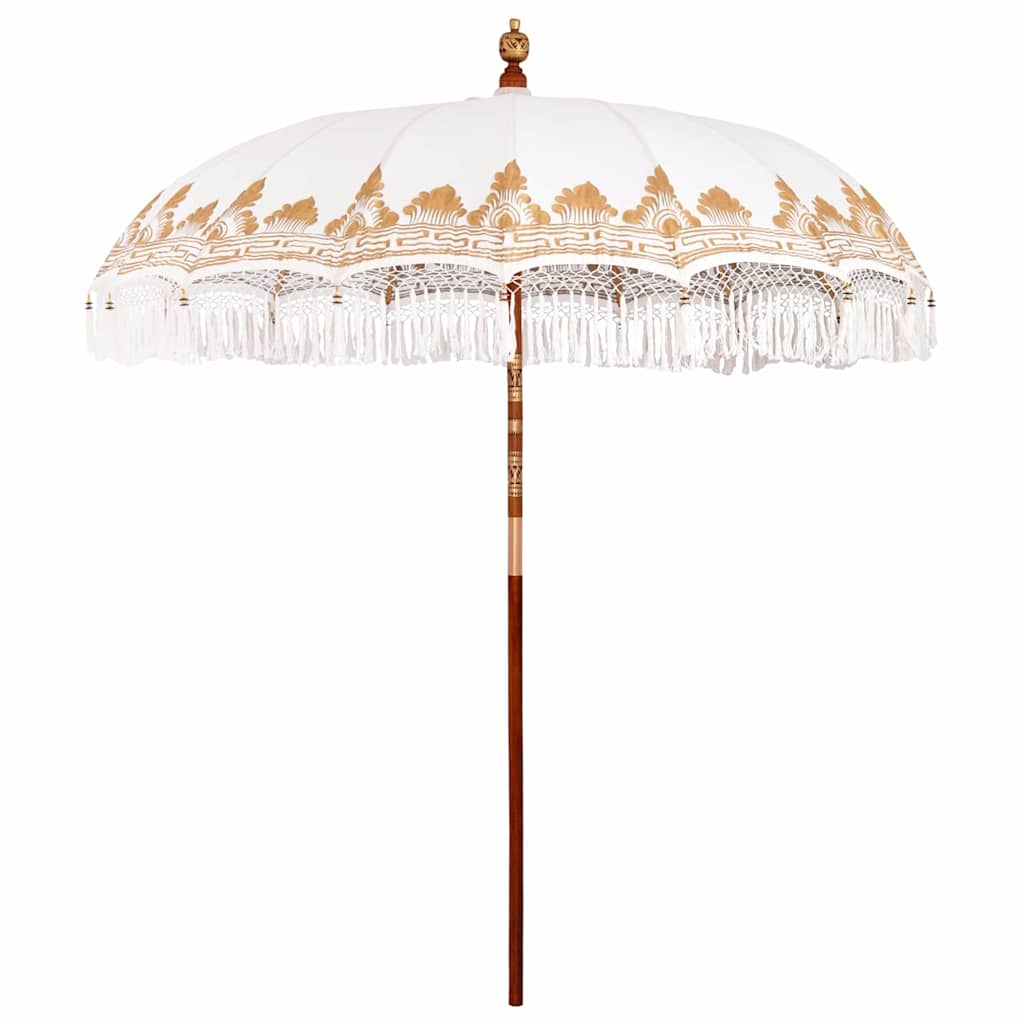 Balinesisk Parasol 260 Krem 210-220 cm Bomull og solid tre