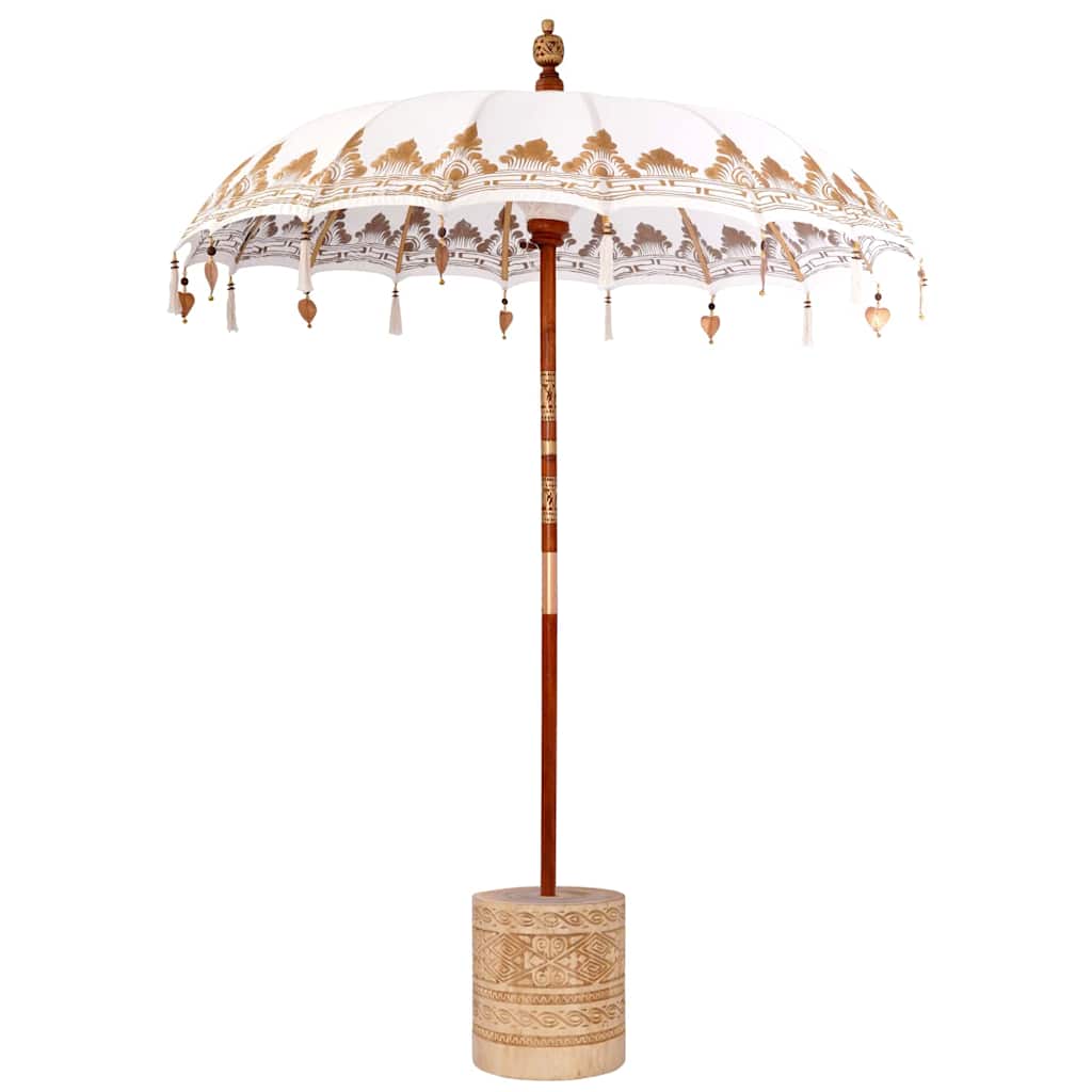 Balinesisk parasoll med base Krem 185 x 185 x 260 cm