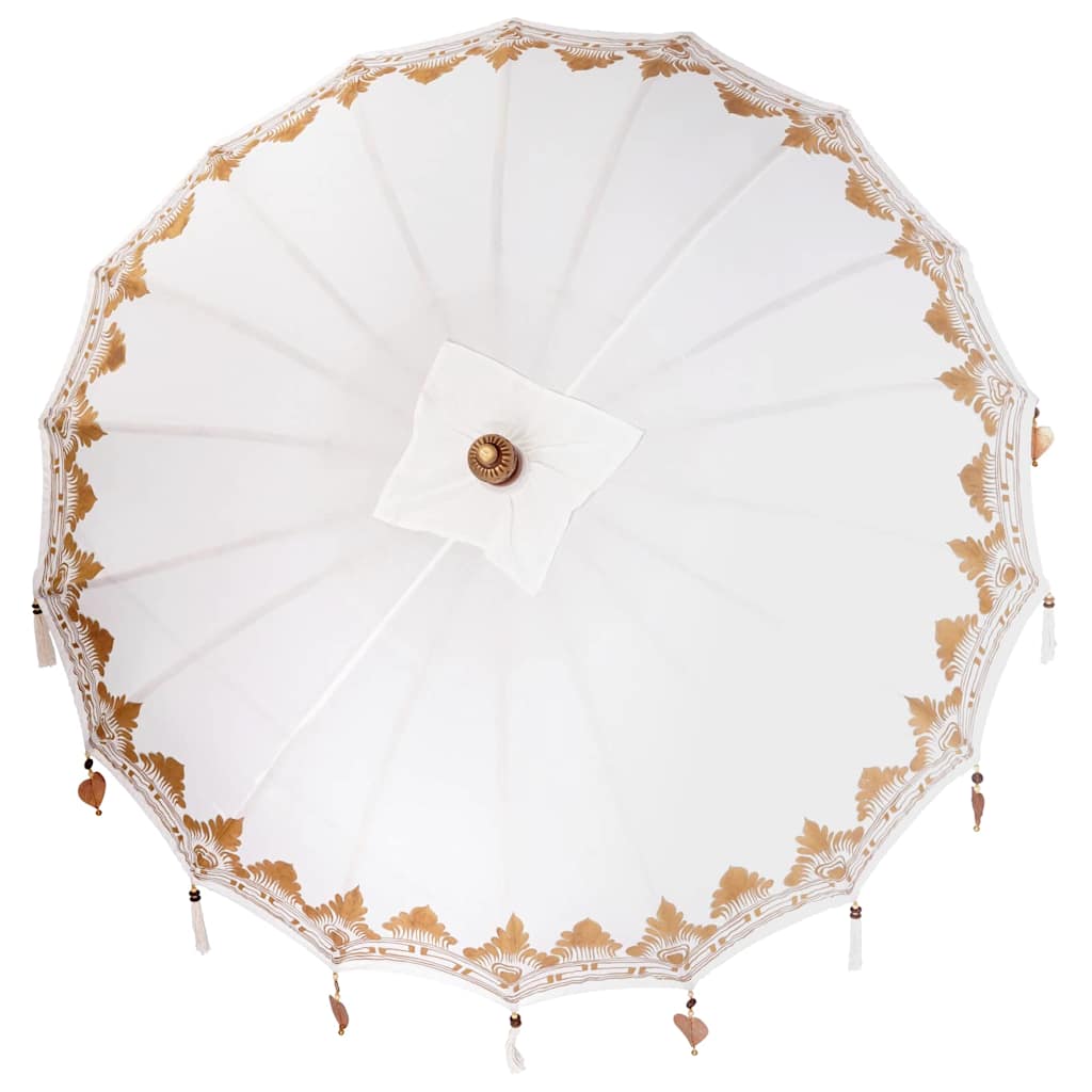 Balinesisk Parasol 2 pcs Krem 180-190 cm Bomull og solid tre