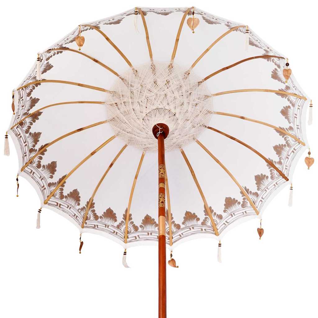 Balinesisk Parasol 2 pcs Krem 180-190 cm Bomull og solid tre