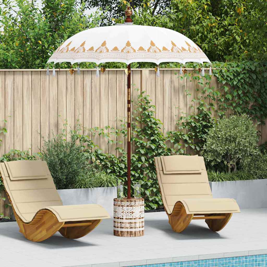 Balinesisk Parasol 2 pcs Krem 180-190 cm Bomull og solid tre