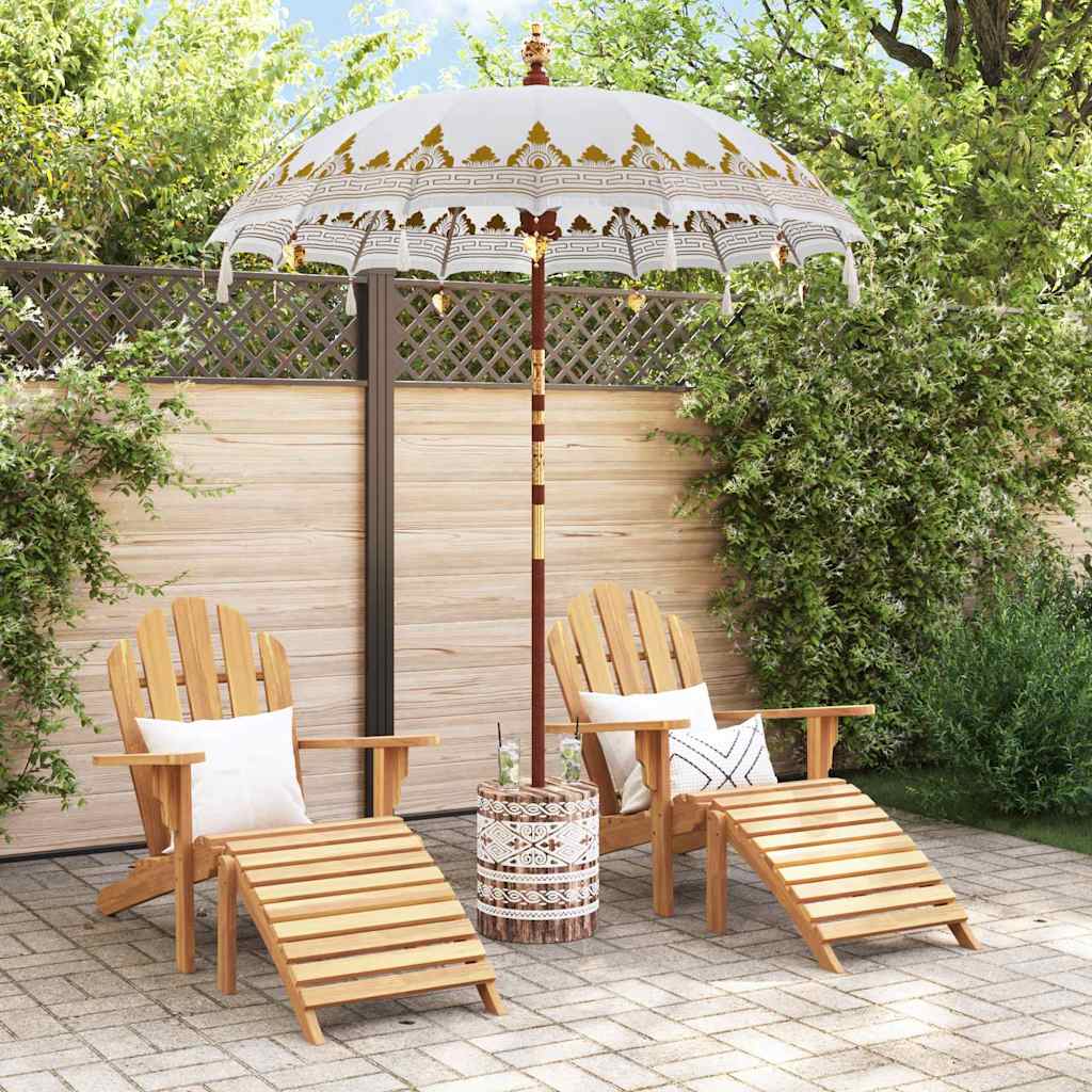 Balinesisk Parasol 2 pcs Krem 180-190 cm Bomull og solid tre