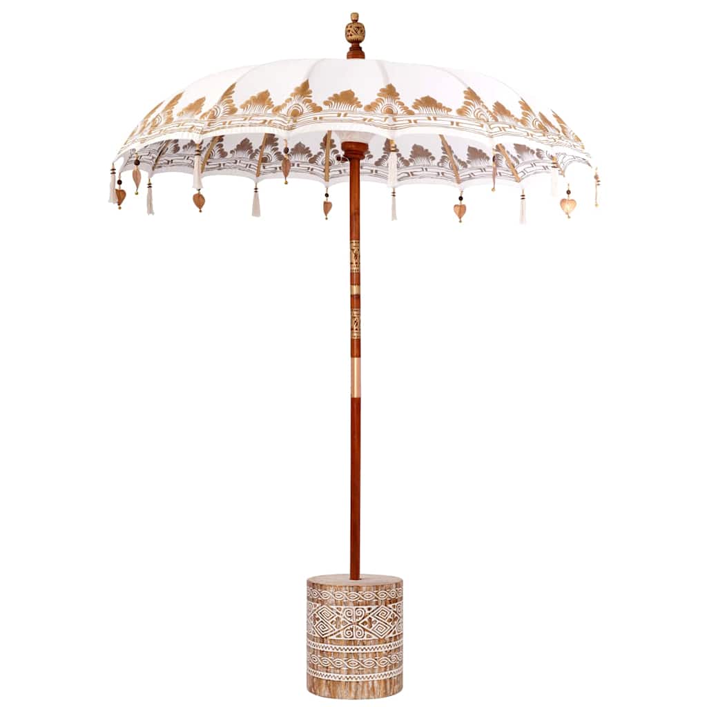 Balinesisk Parasol 2 pcs Krem 180-190 cm Bomull og solid tre