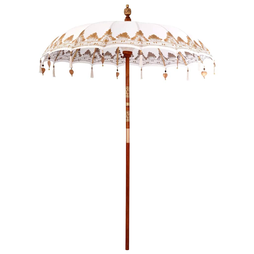 Balinesisk Parasol 2 pcs Krem 180-190 cm Bomull og solid tre