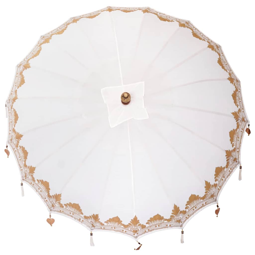 Balinesisk Parasol 2 pcs Krem 210-220 cm Bomull og solid tre
