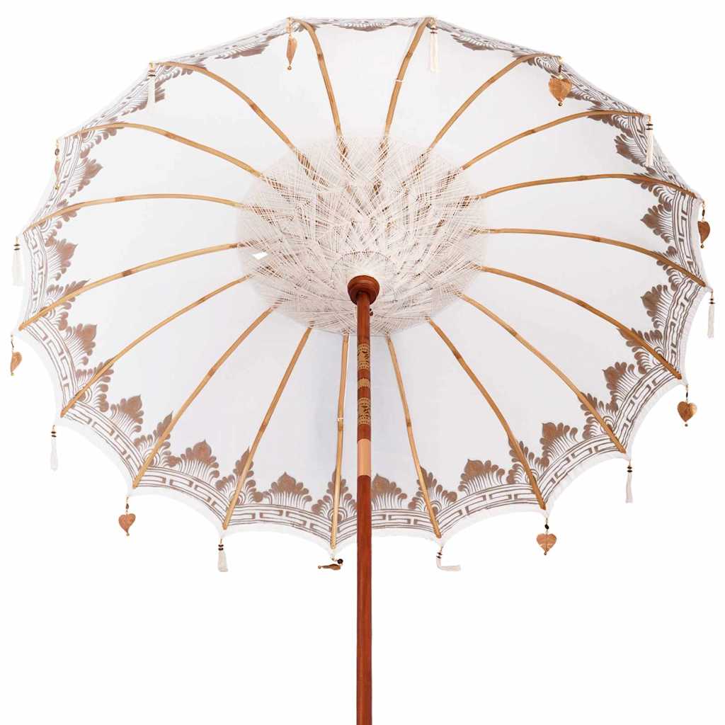 Balinesisk Parasol 2 pcs Krem 210-220 cm Bomull og solid tre