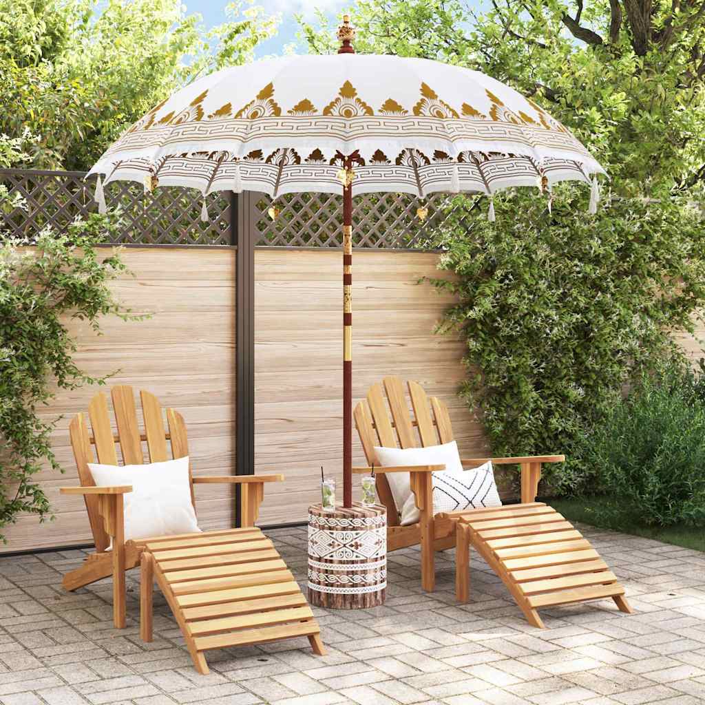Balinesisk Parasol 2 pcs Krem 210-220 cm Bomull og solid tre