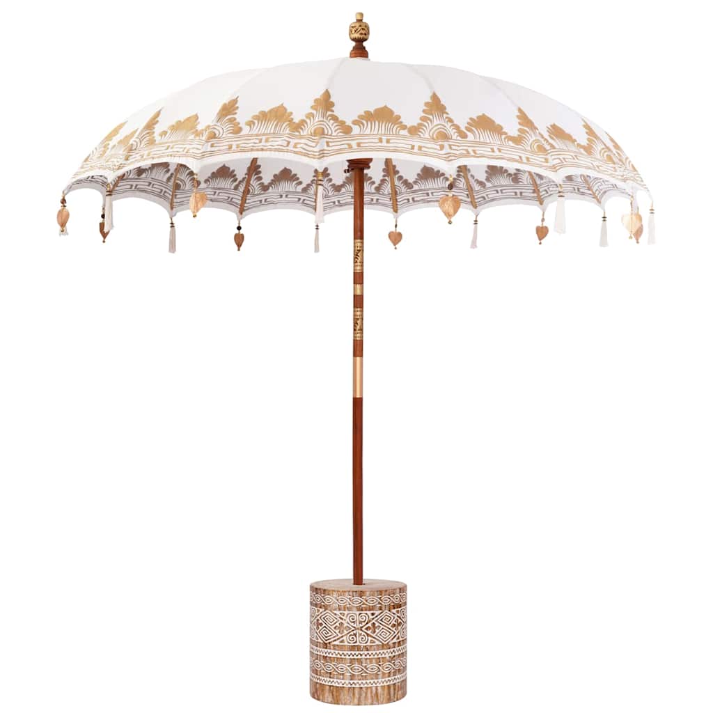 Balinesisk Parasol 2 pcs Krem 210-220 cm Bomull og solid tre