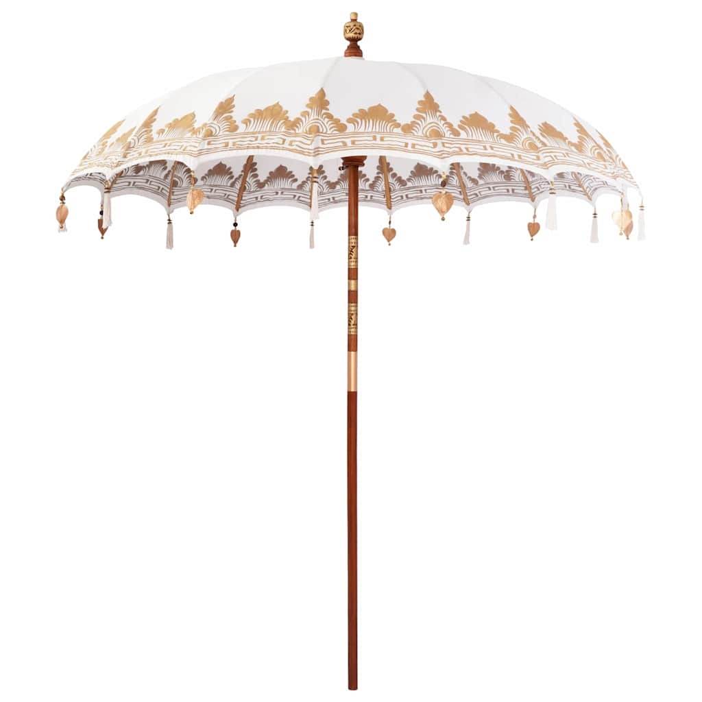 Balinesisk Parasol 2 pcs Krem 210-220 cm Bomull og solid tre