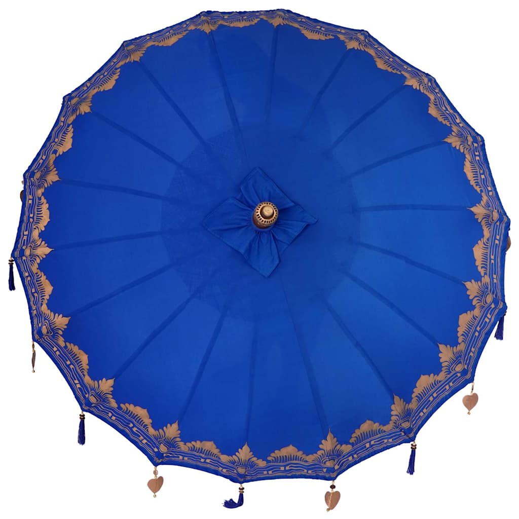 Balinesisk Parasol 260 Blå 180-190 cm Bomull og solid tre