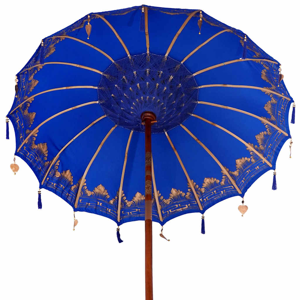 Balinesisk Parasol 260 Blå 180-190 cm Bomull og solid tre