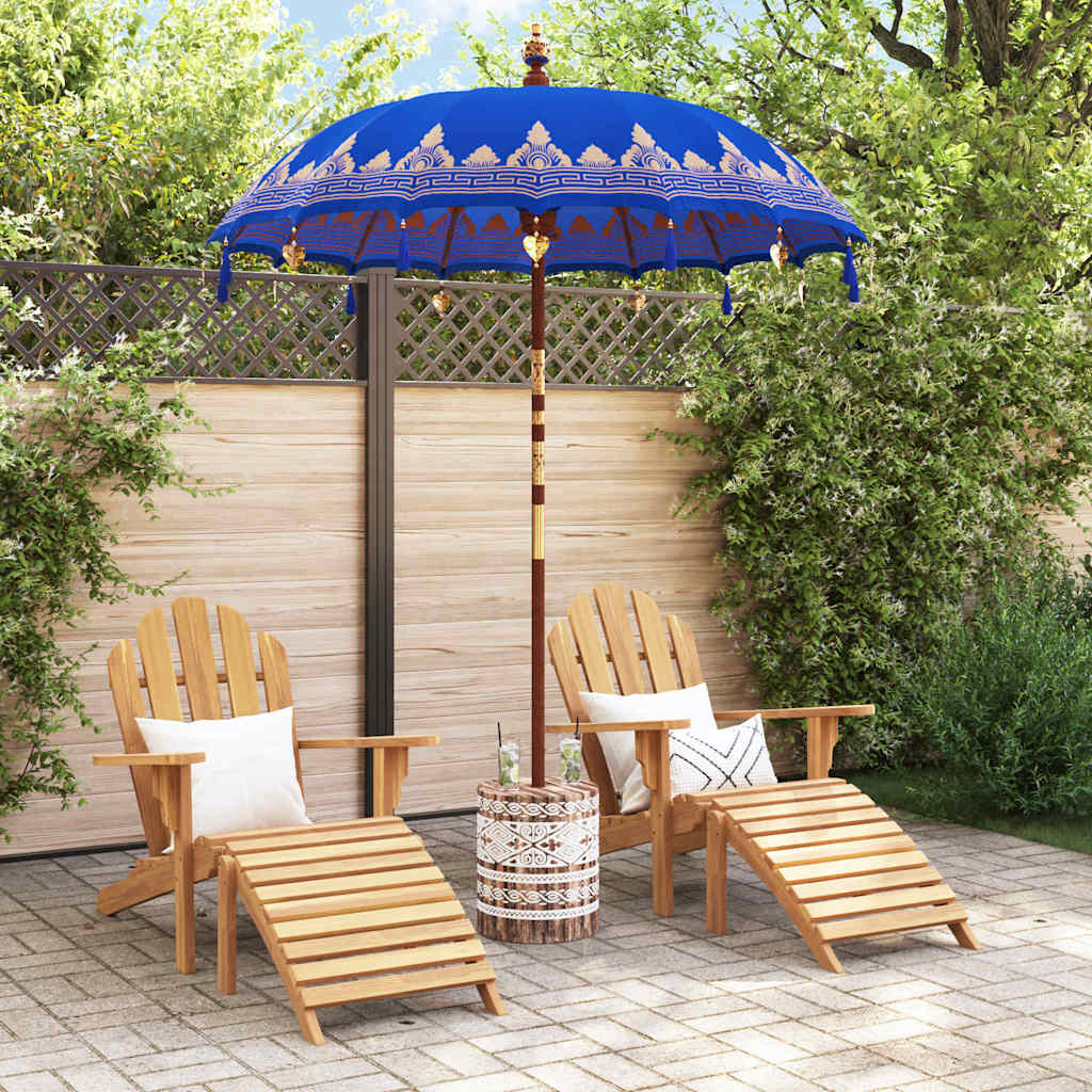 Balinesisk Parasol 260 Blå 180-190 cm Bomull og solid tre