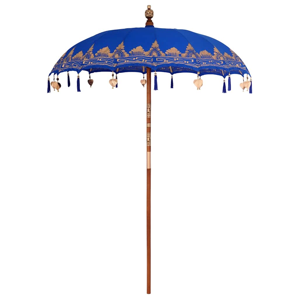 Balinesisk Parasol 260 Blå 180-190 cm Bomull og solid tre