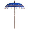 Balinesisk Parasol 260 Blå 180-190 cm Bomull og solid tre