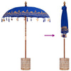Balinesisk Parasol 260 Blå 180-190 cm Bomull og solid tre