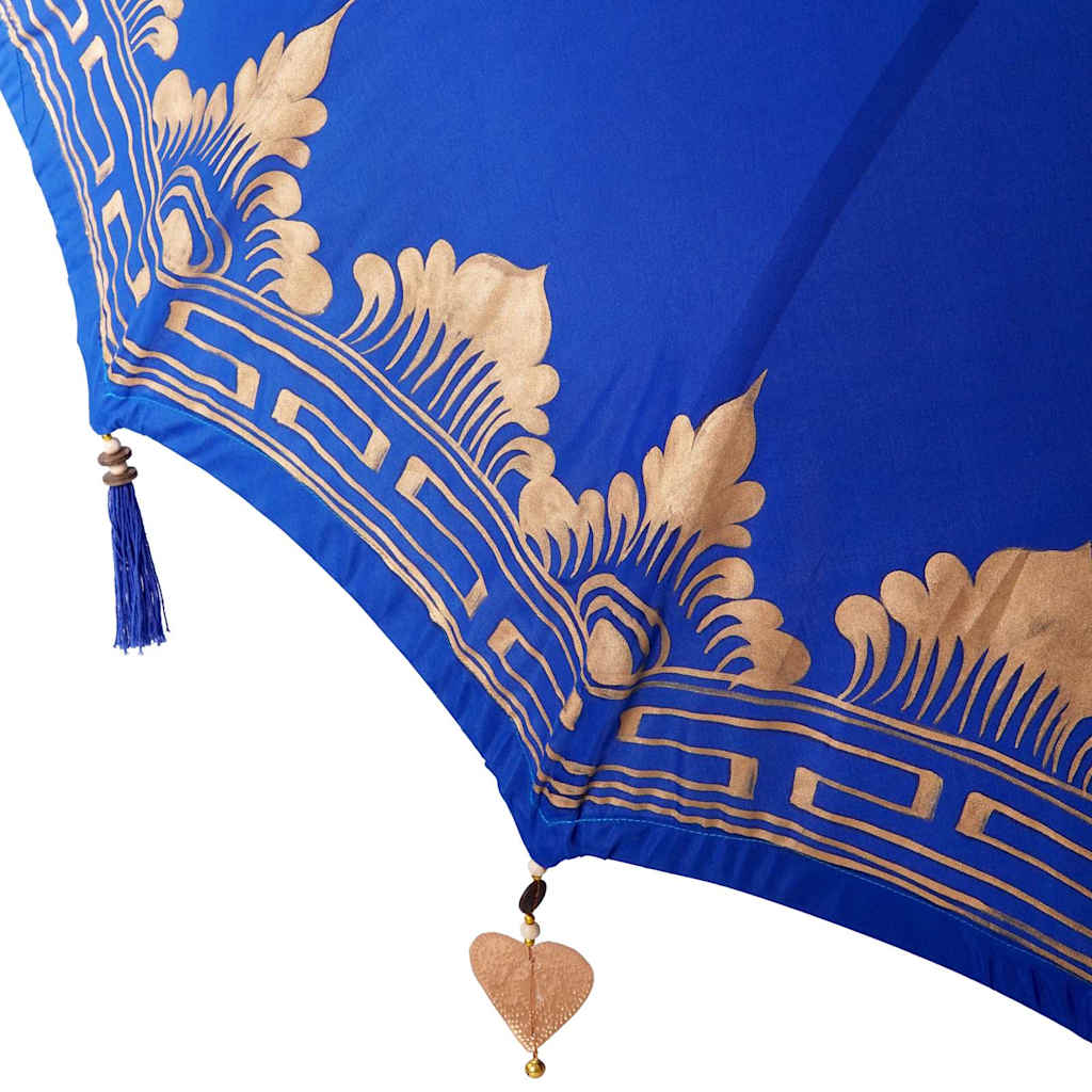 Balinesisk Parasol 260 Blå 210-220 cm Bomull og solid tre