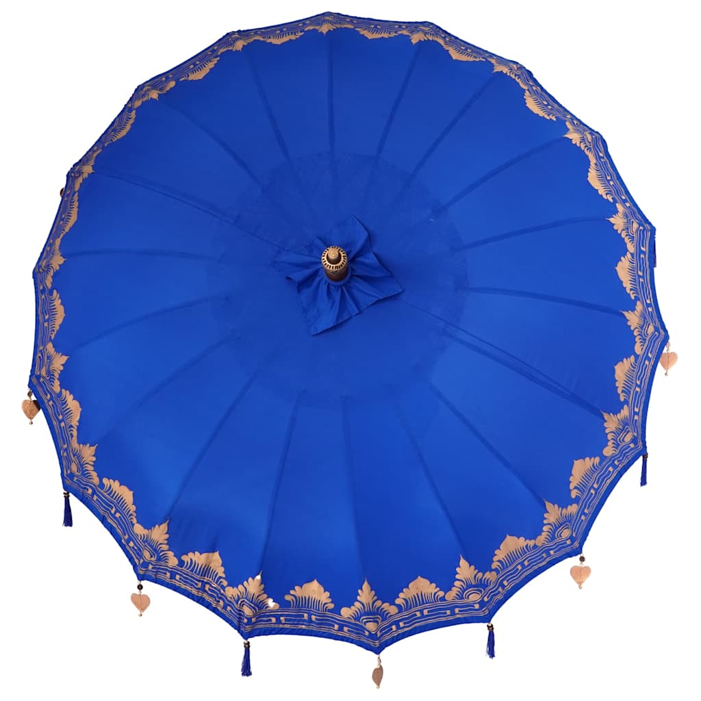 Balinesisk Parasol 260 Blå 210-220 cm Bomull og solid tre