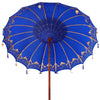 Balinesisk Parasol 260 Blå 210-220 cm Bomull og solid tre