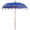 Balinesisk Parasol 260 Blå 210-220 cm Bomull og solid tre