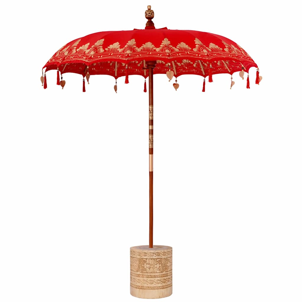 Balinesisk parasoll med base Rød 185 x 185 x 260 cm