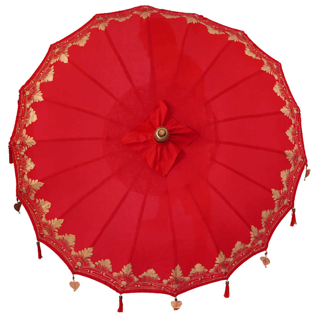 Balinesisk parasoll med base Rød 185 x 185 x 260 cm