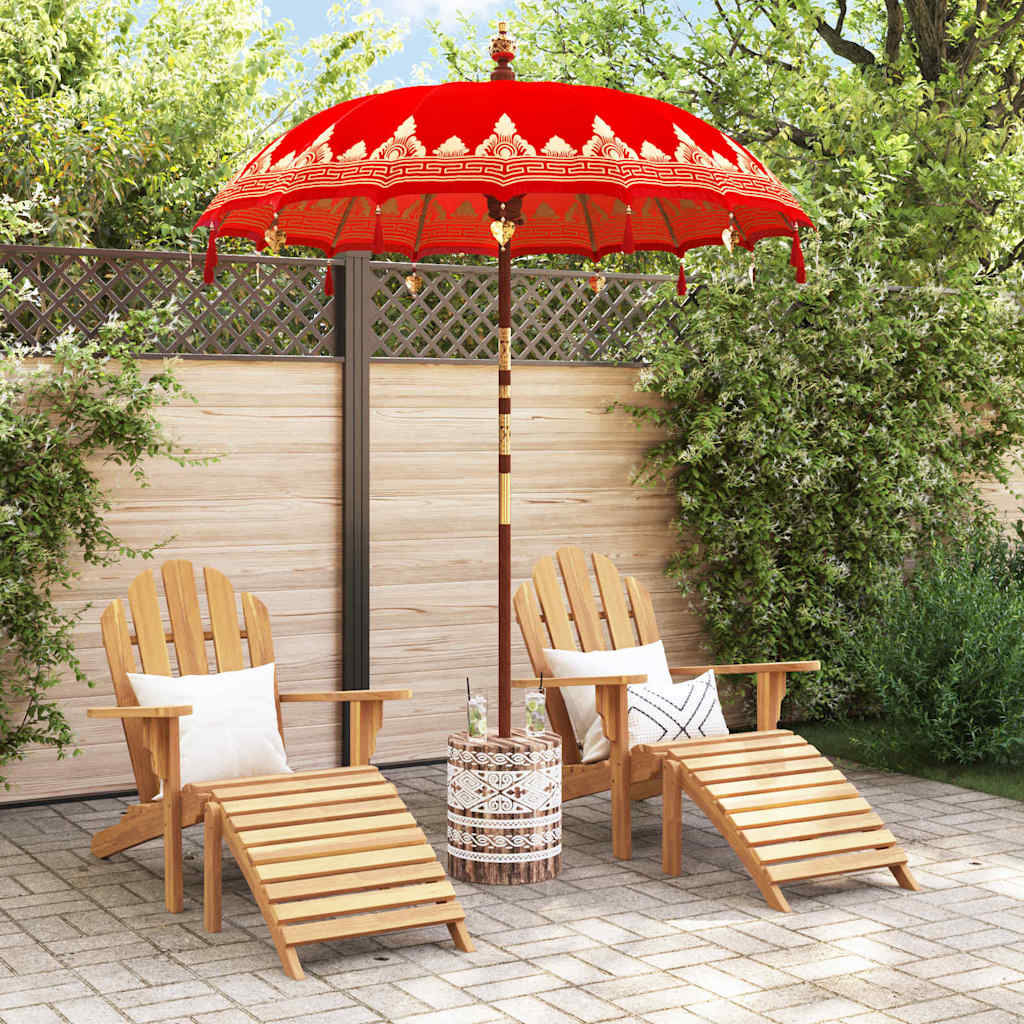 Balinesisk Parasol 260 Rød 180-190 cm Bomull og solid tre