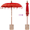 Balinesisk Parasol 260 Rød 180-190 cm Bomull og solid tre