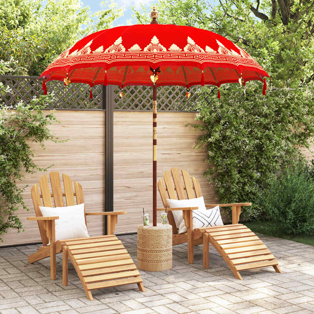 Balinesisk parasoll med base Rød 215 x 215 x 260 cm