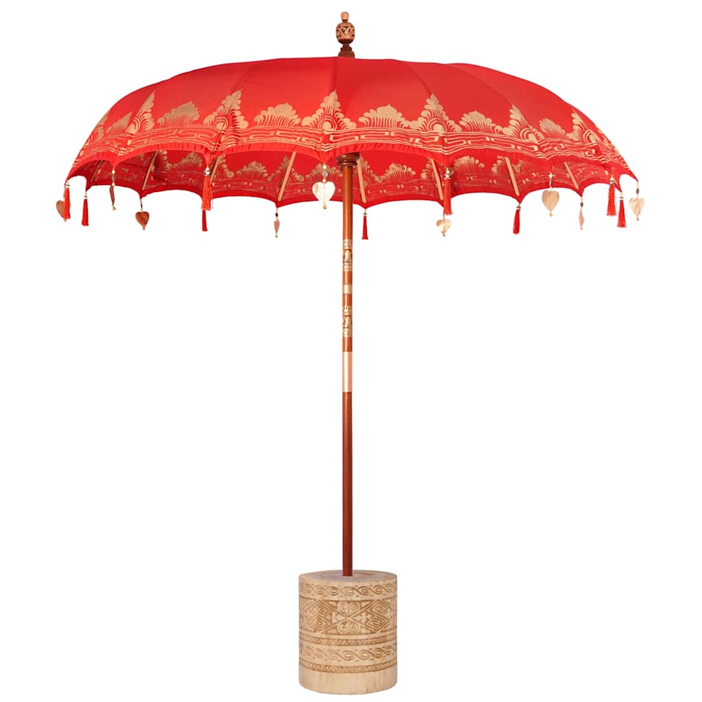 Balinesisk parasoll med base Rød 215 x 215 x 260 cm