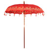 Balinesisk Parasol 260 Rød 210-220 cm Bomull og solid tre