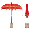 Balinesisk Parasol 260 Rød 210-220 cm Bomull og solid tre
