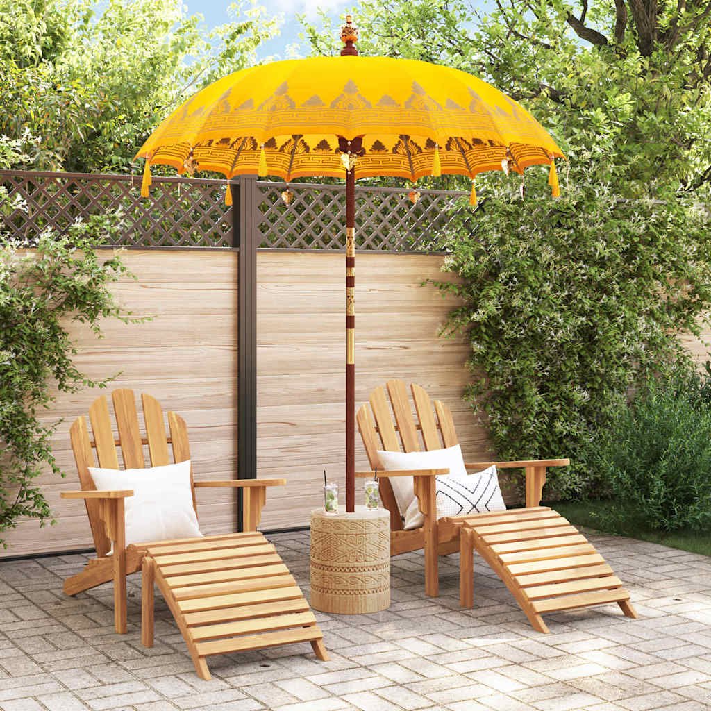 Balinesisk parasoll med base Gul 185 x 185 x 260 cm
