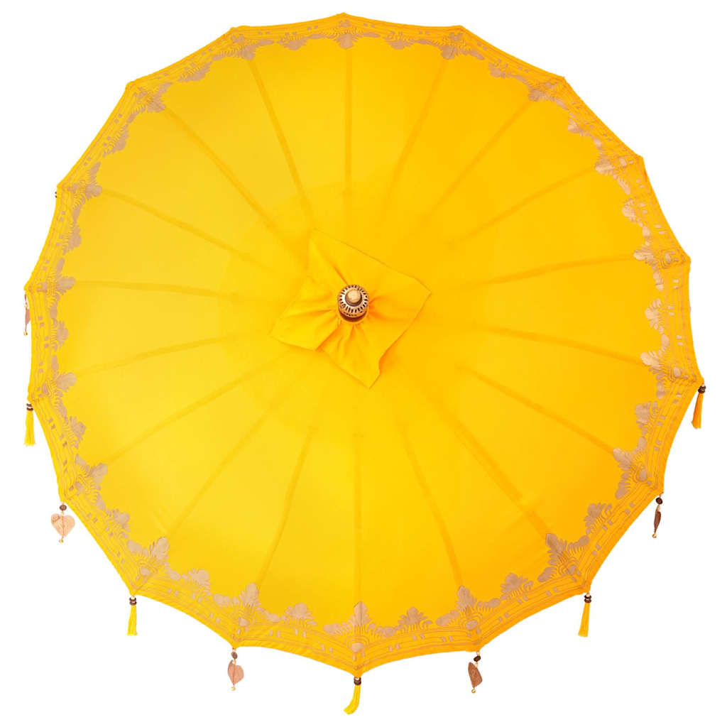 Balinesisk Parasol 260 Gul 180-190 cm Bomull og solid tre