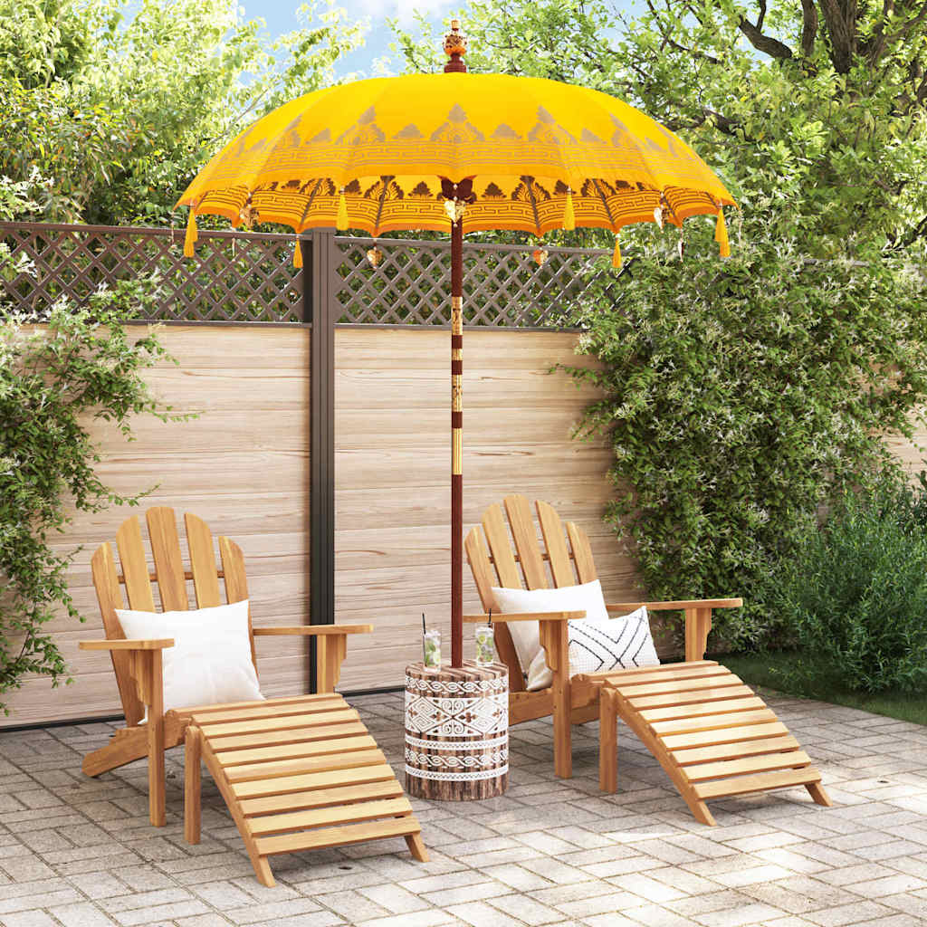 Balinesisk parasoll med base Gul 185 x 185 x 260 cm