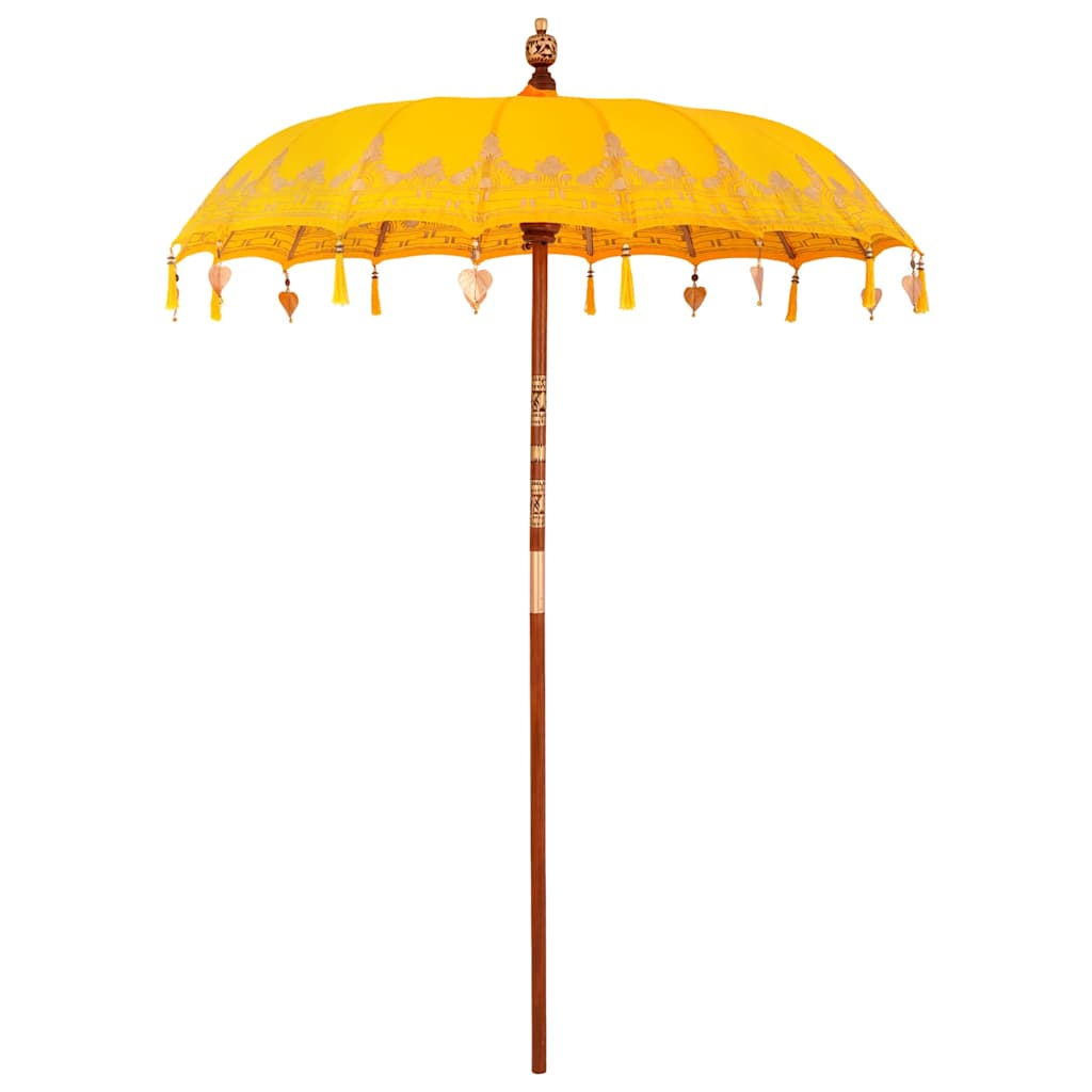 Balinesisk Parasol 260 Gul 180-190 cm Bomull og solid tre