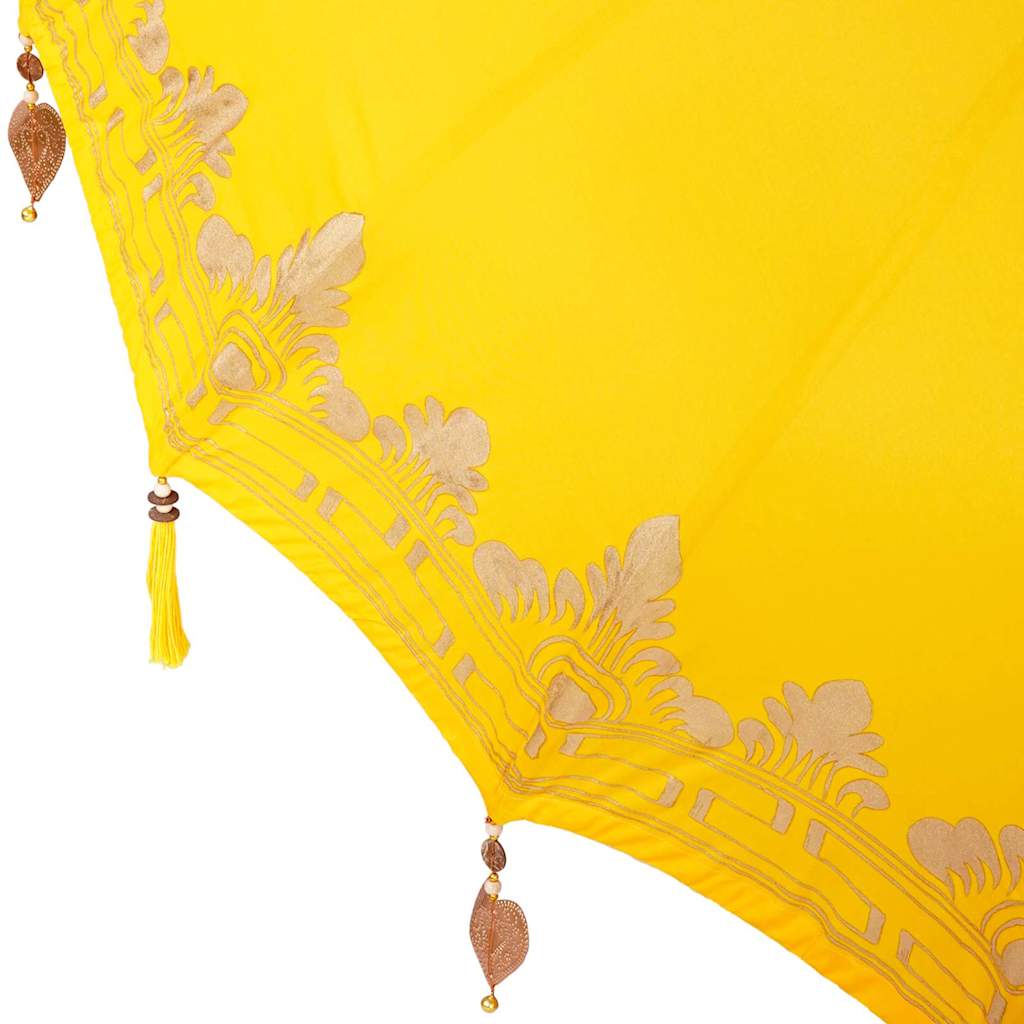 Balinesisk parasoll med base Gul 215 x 215 x 260 cm