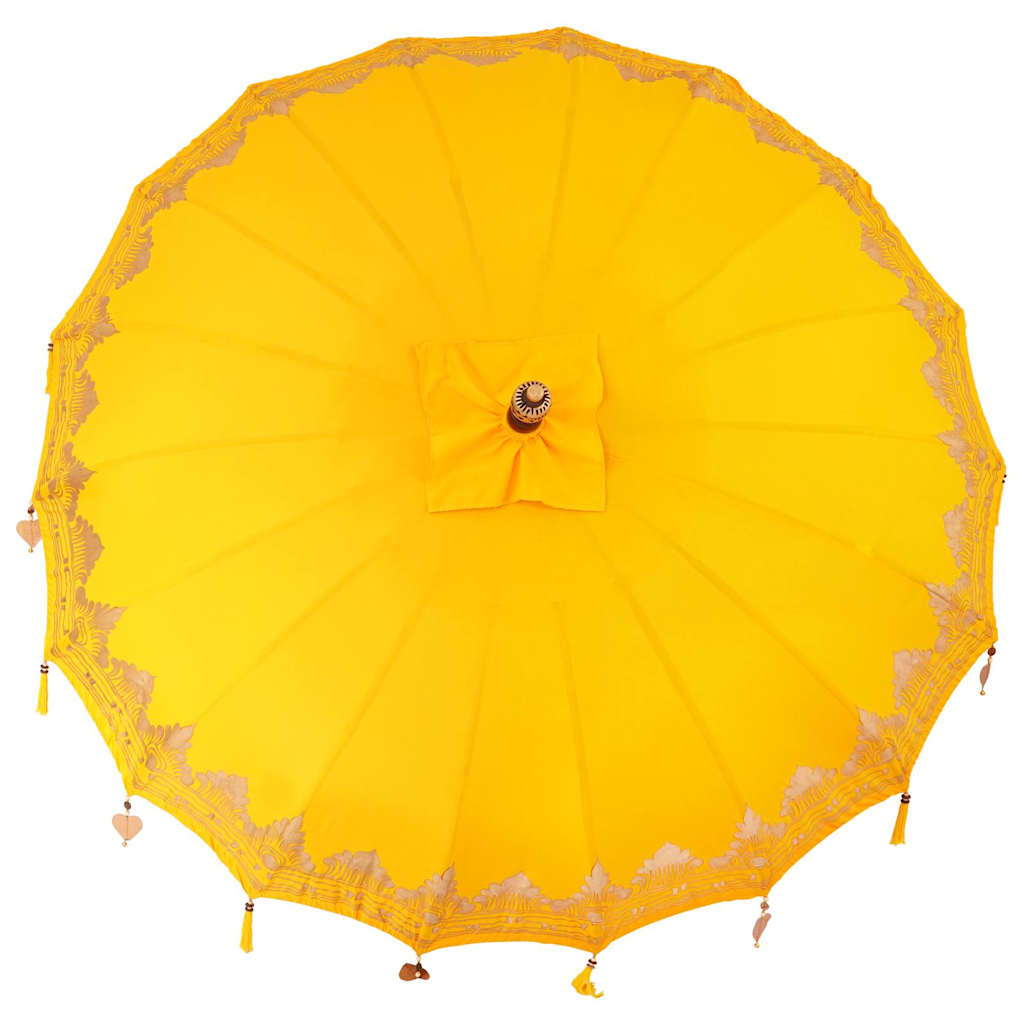 Balinesisk parasoll med base Gul 215 x 215 x 260 cm