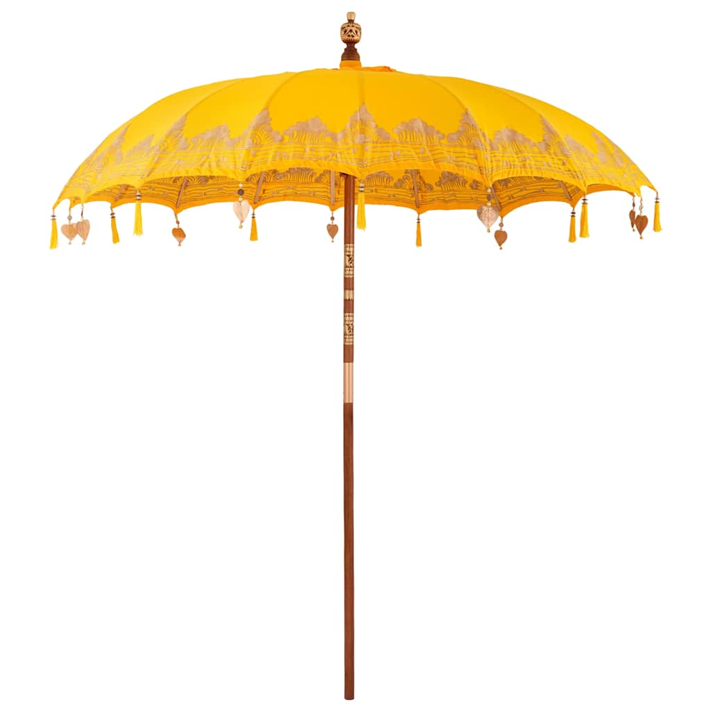 Balinesisk Parasol 260 Gul 210-220 cm Bomull og solid tre