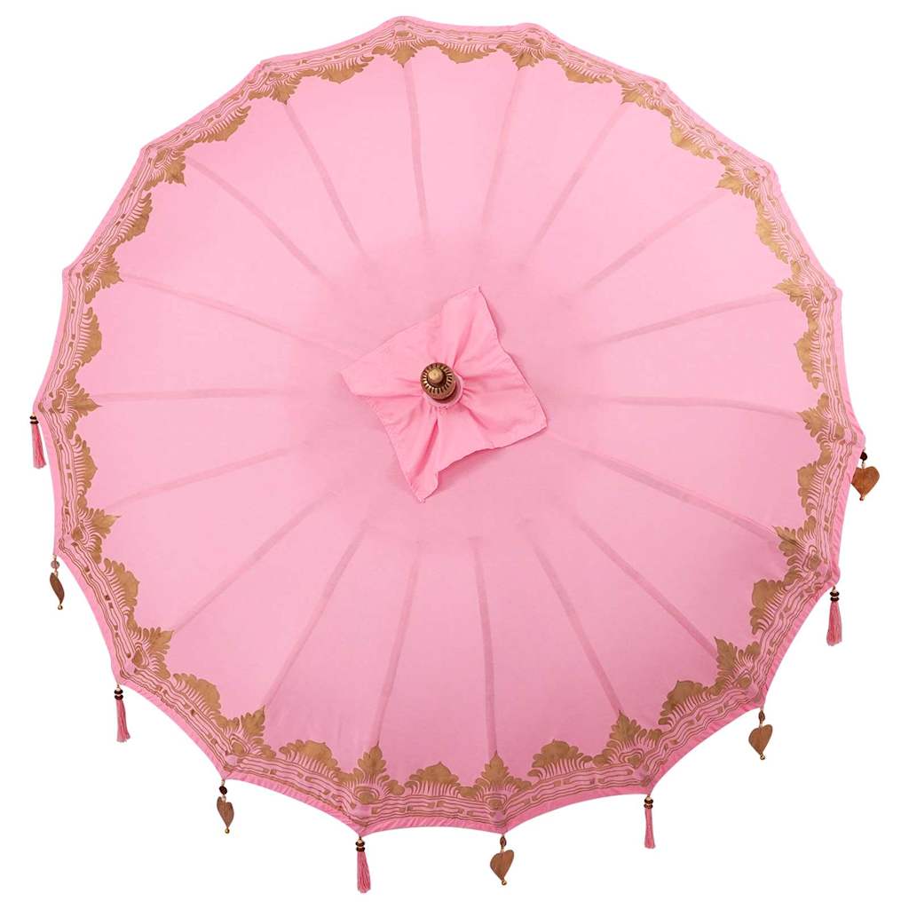 Balinesisk Parasol 260 Rosa 180-190 cm Bomull og solid tre