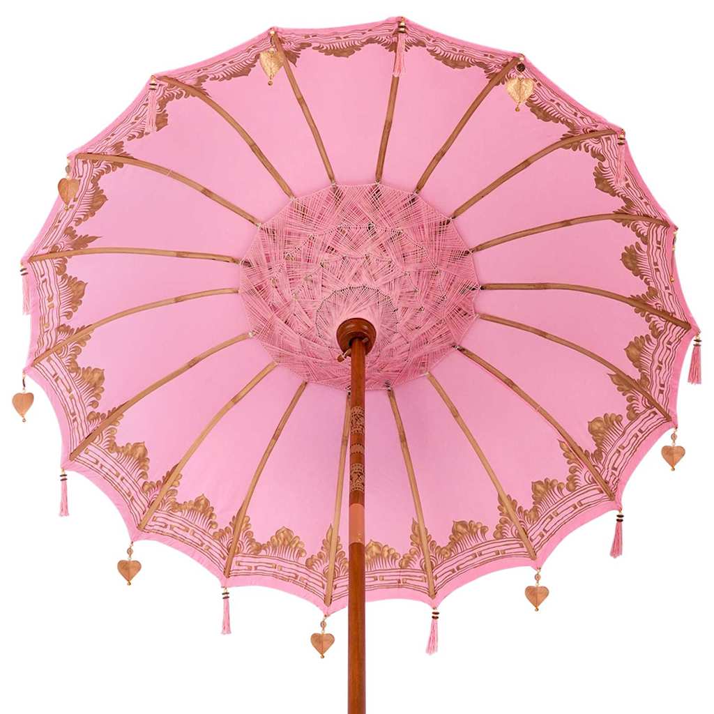 Balinesisk Parasol 260 Rosa 180-190 cm Bomull og solid tre
